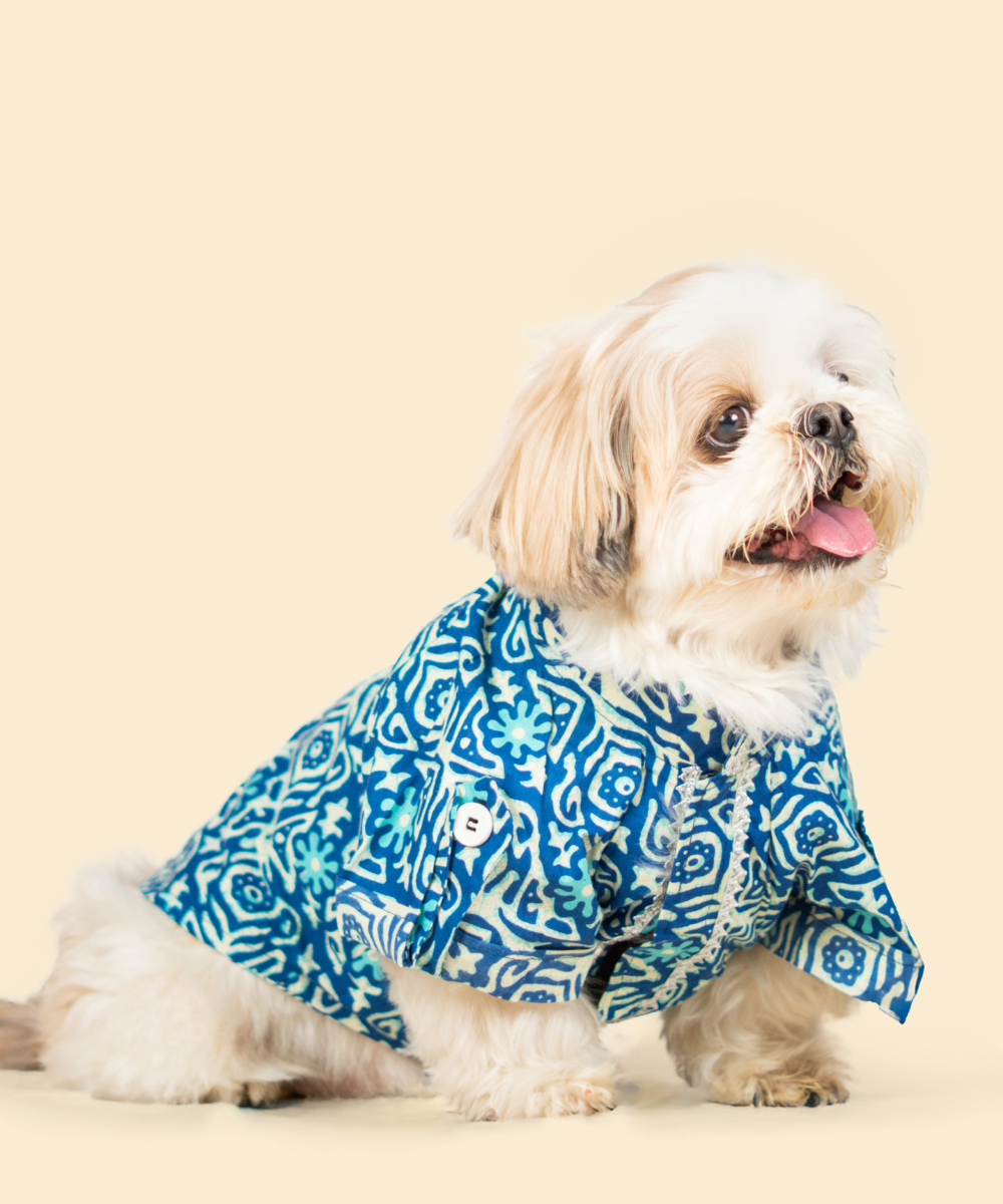 Indigo Cotton Dog Shirt