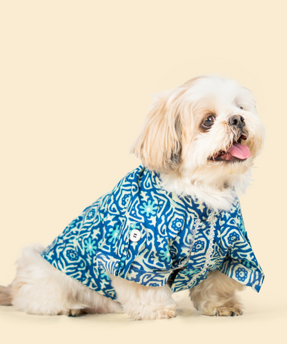 Indigo Cotton Dog Shirt