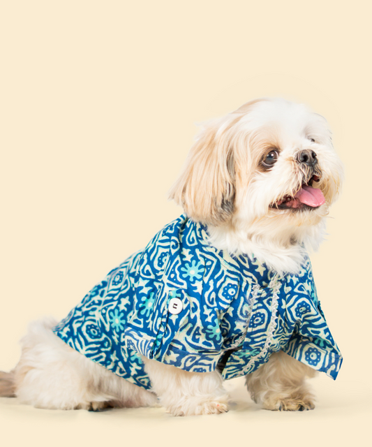 Indigo Cotton Dog Shirt