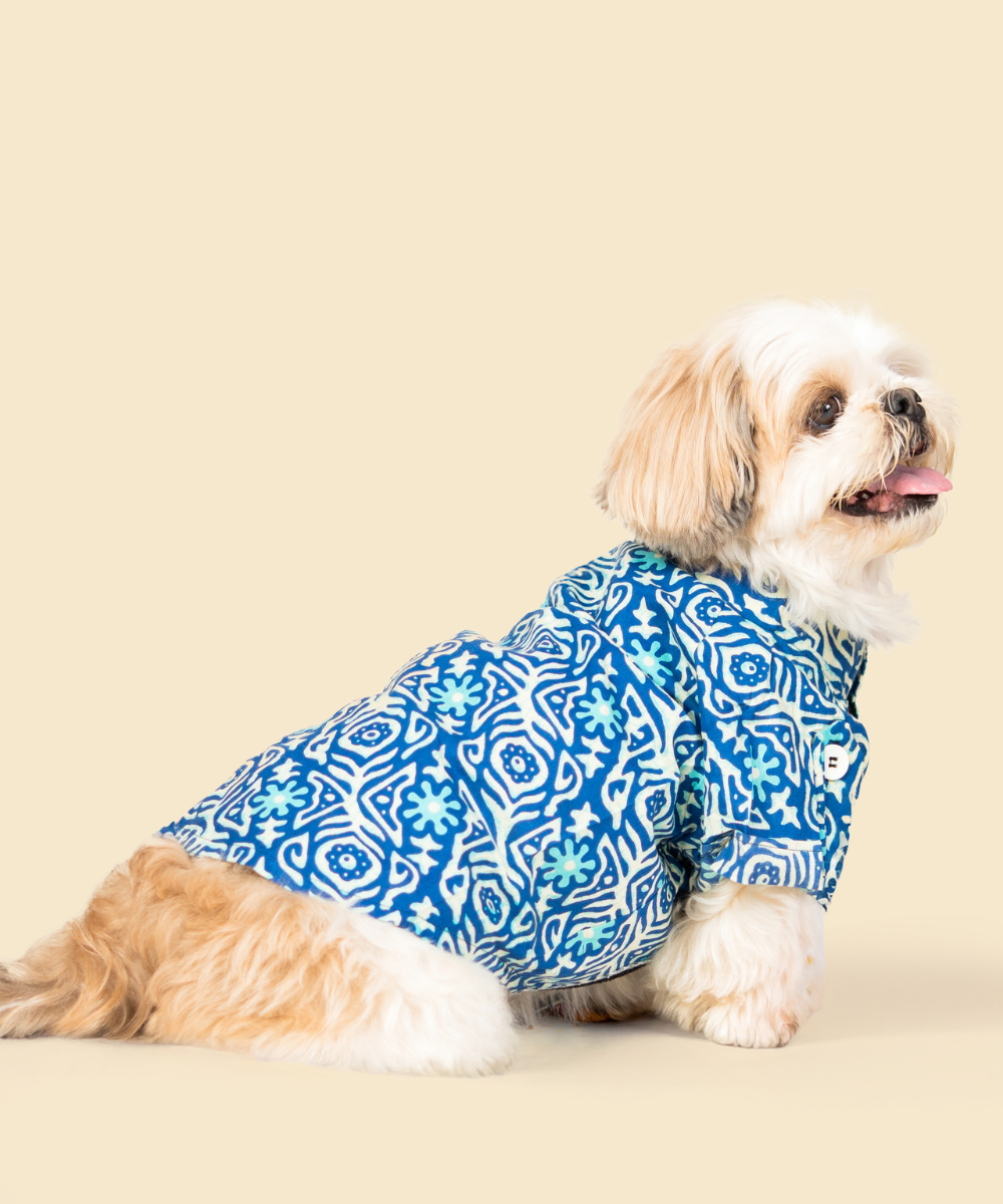 Indigo Cotton Dog Shirt