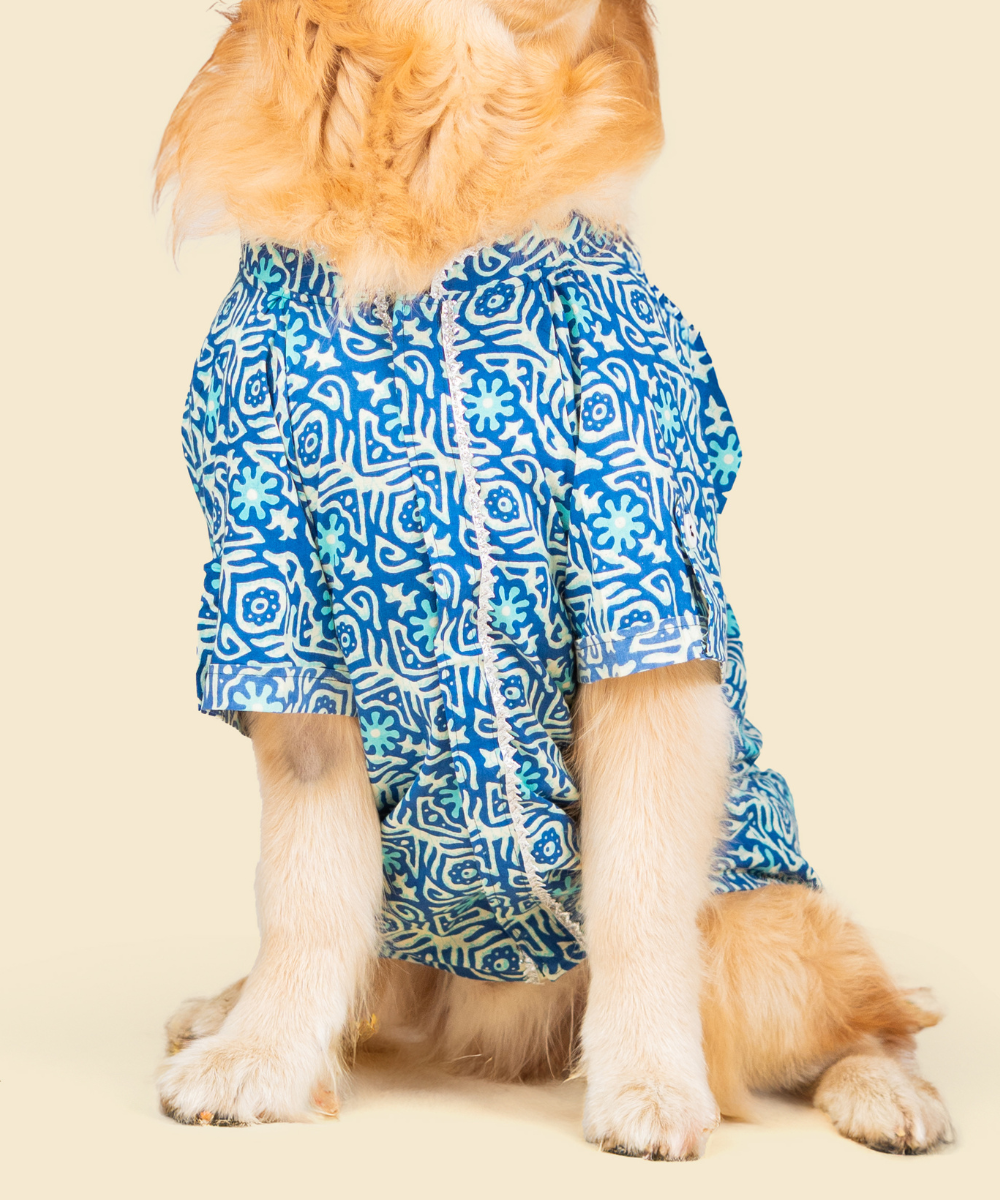 Indigo Cotton Dog Shirt