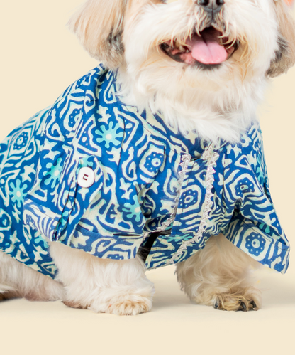 Indigo Cotton Dog Shirt