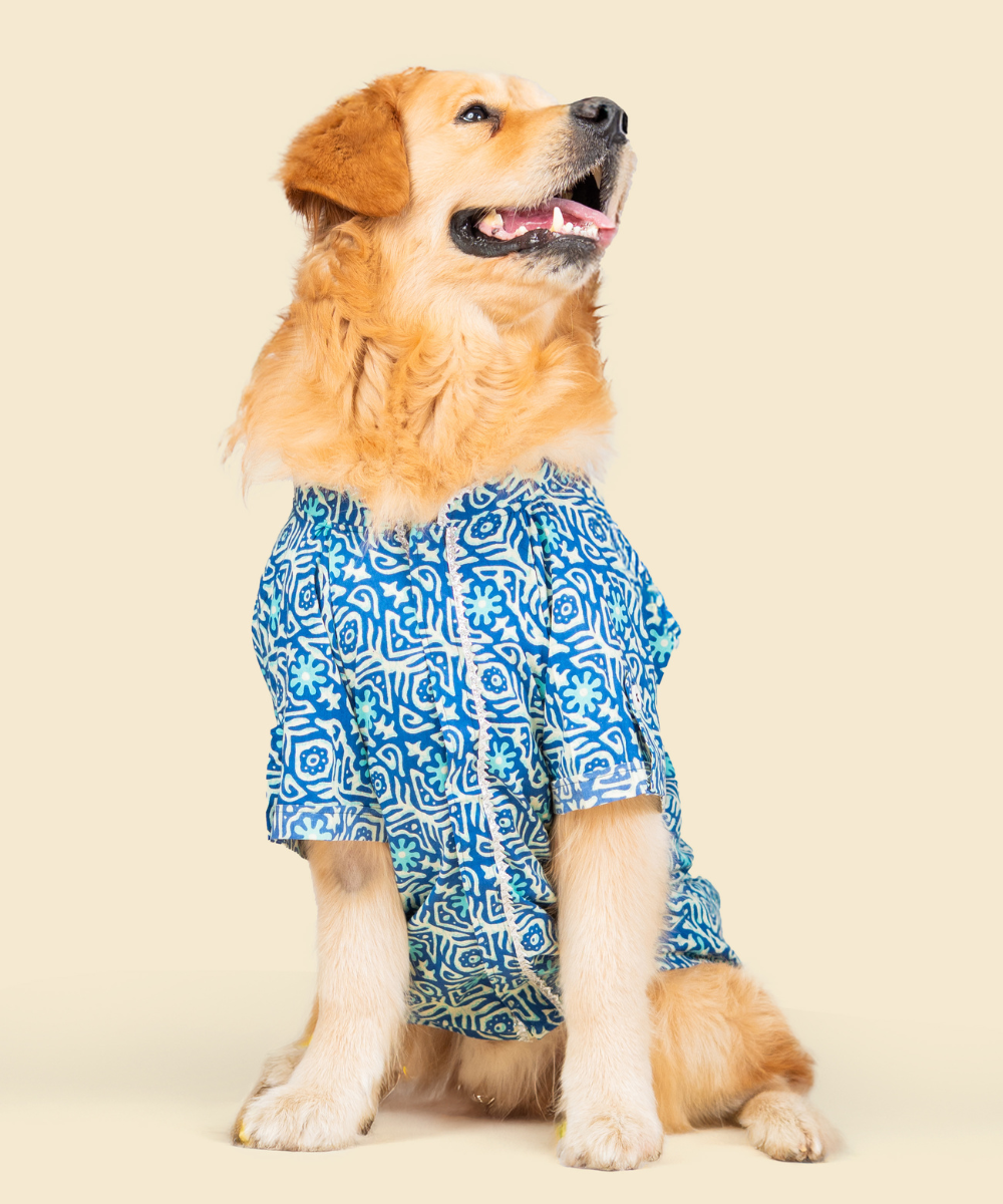 Indigo Cotton Dog Shirt